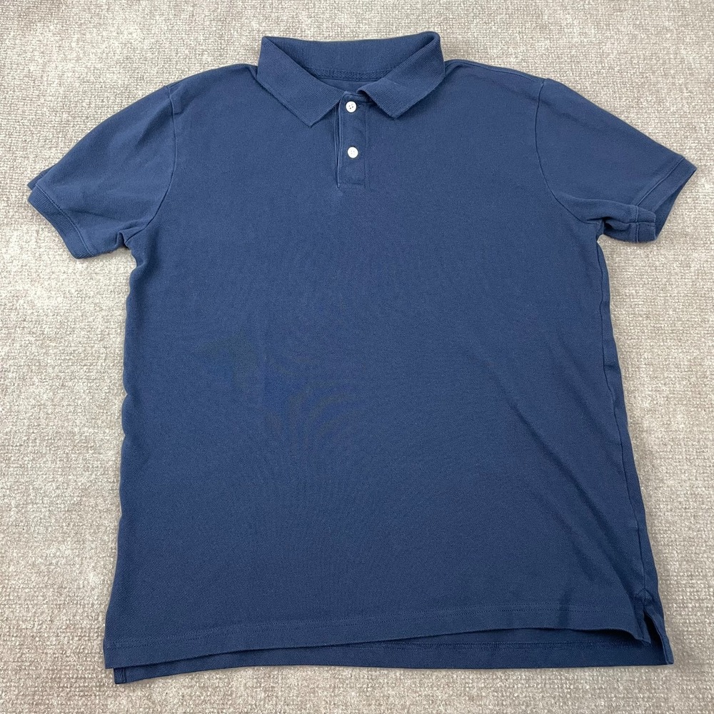 Gap All Day Pique Polo Shirt Mens Medium Blue Cotton Stretch Tennis Resort Wear